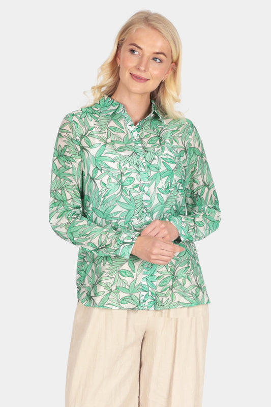 Leaf Sketch Button Up Collar Shirt