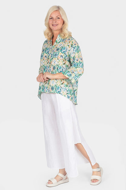 Button Back Printed Blouse
