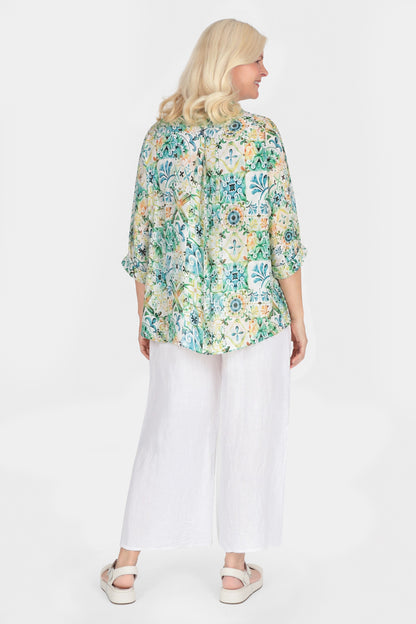 Button Back Printed Blouse
