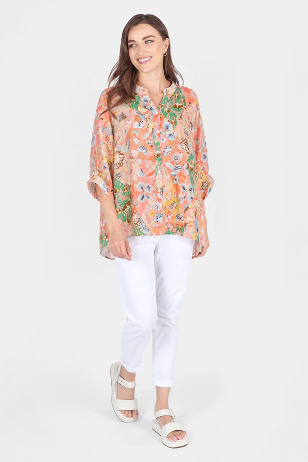 Button Back Printed Blouse