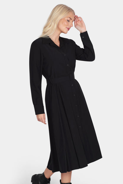 Collared Button Front Midi Dress