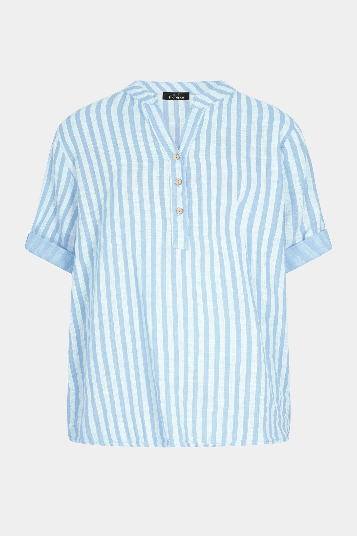 Cotton Stripe Henley Blouse
