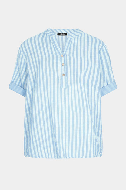 Cotton Stripe Henley Blouse