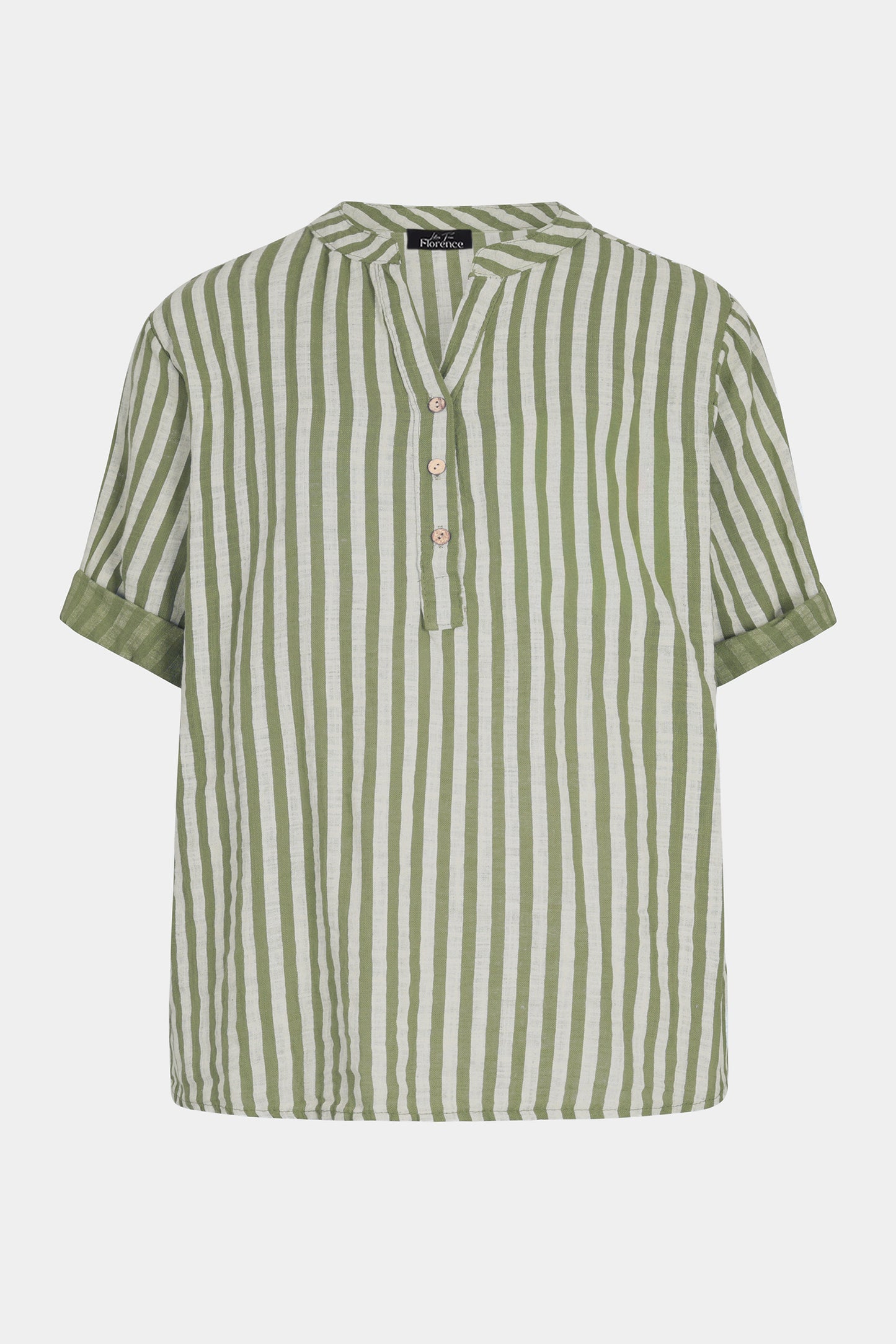 Cotton Stripe Henley Blouse