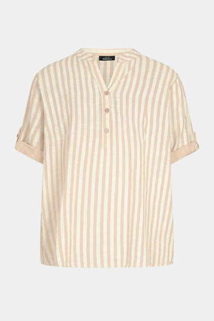 Cotton Stripe Henley Blouse