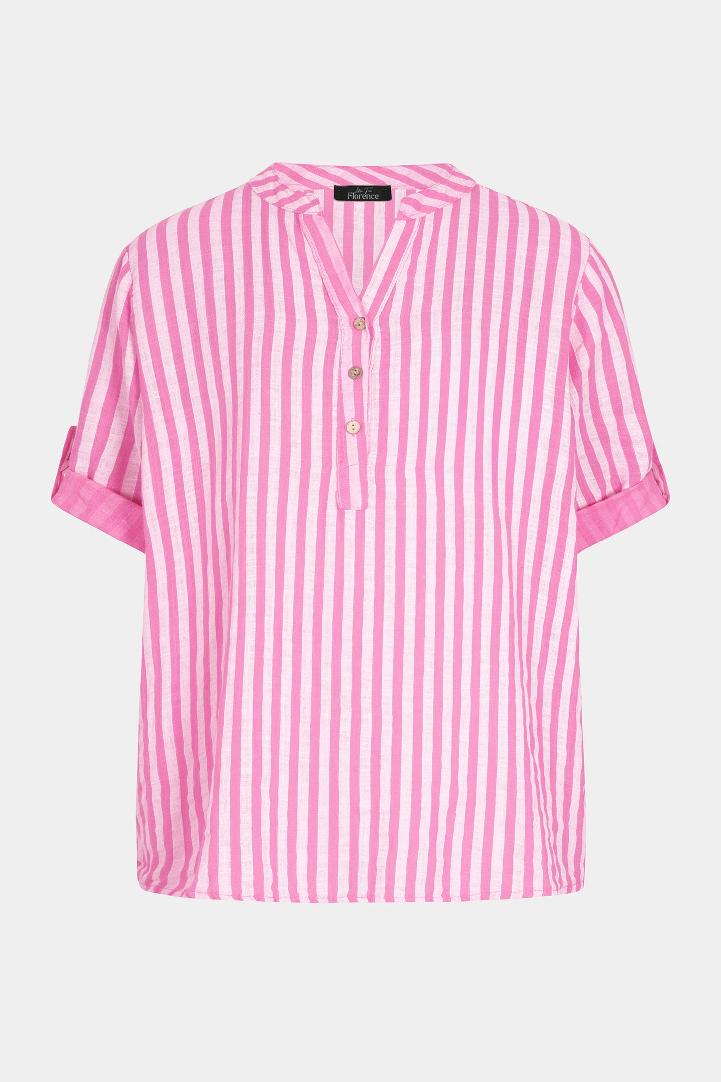 Cotton Stripe Henley Blouse