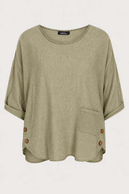 Delis Cotton Button Side Top