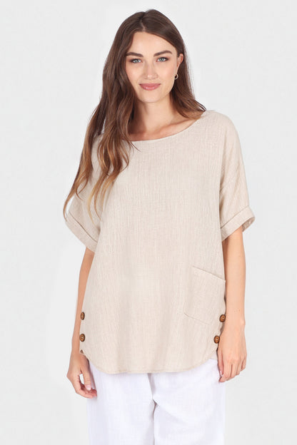 Delis Cotton Button Side Top