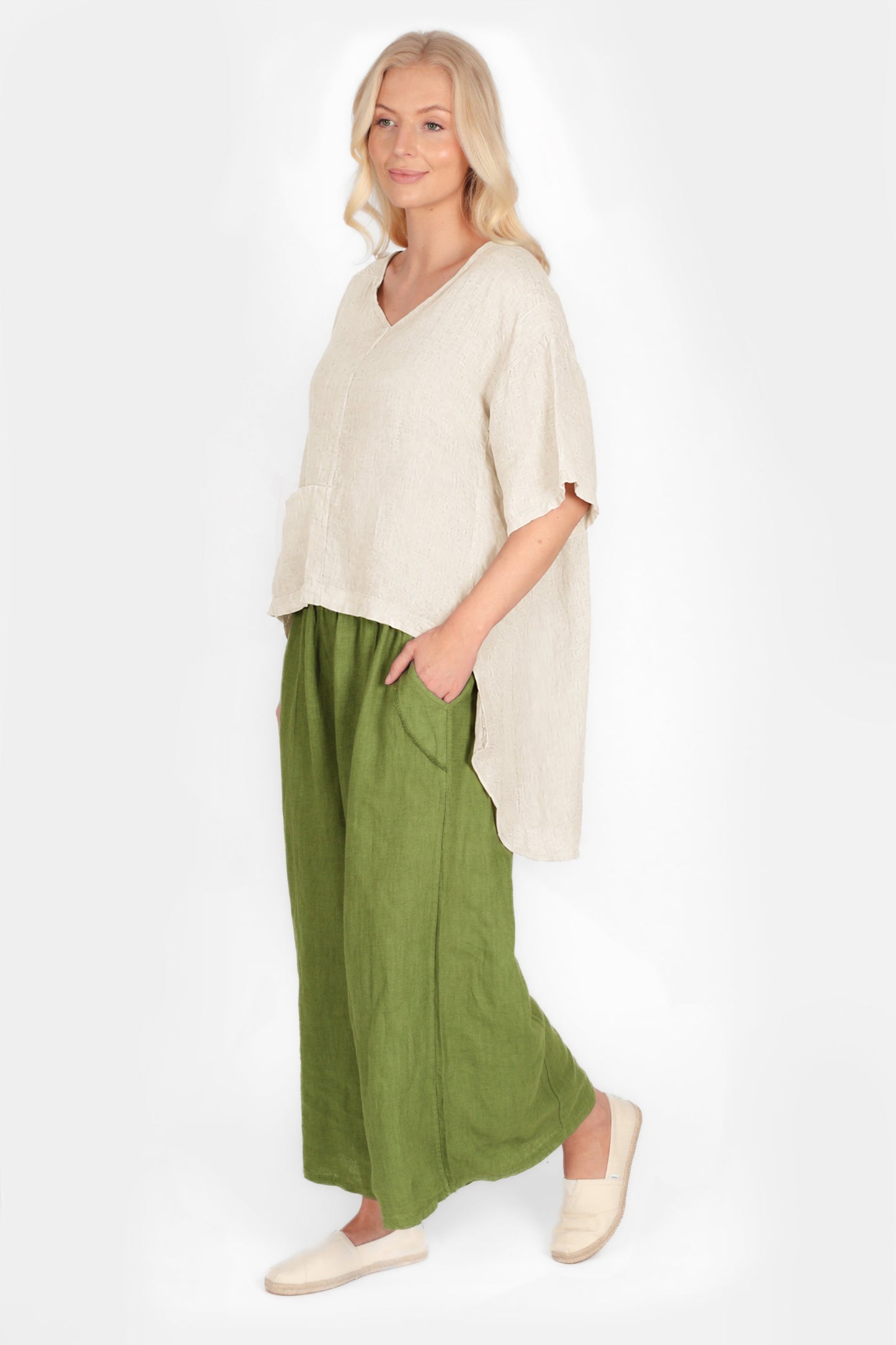 Drop Hem Linen Tunic Top