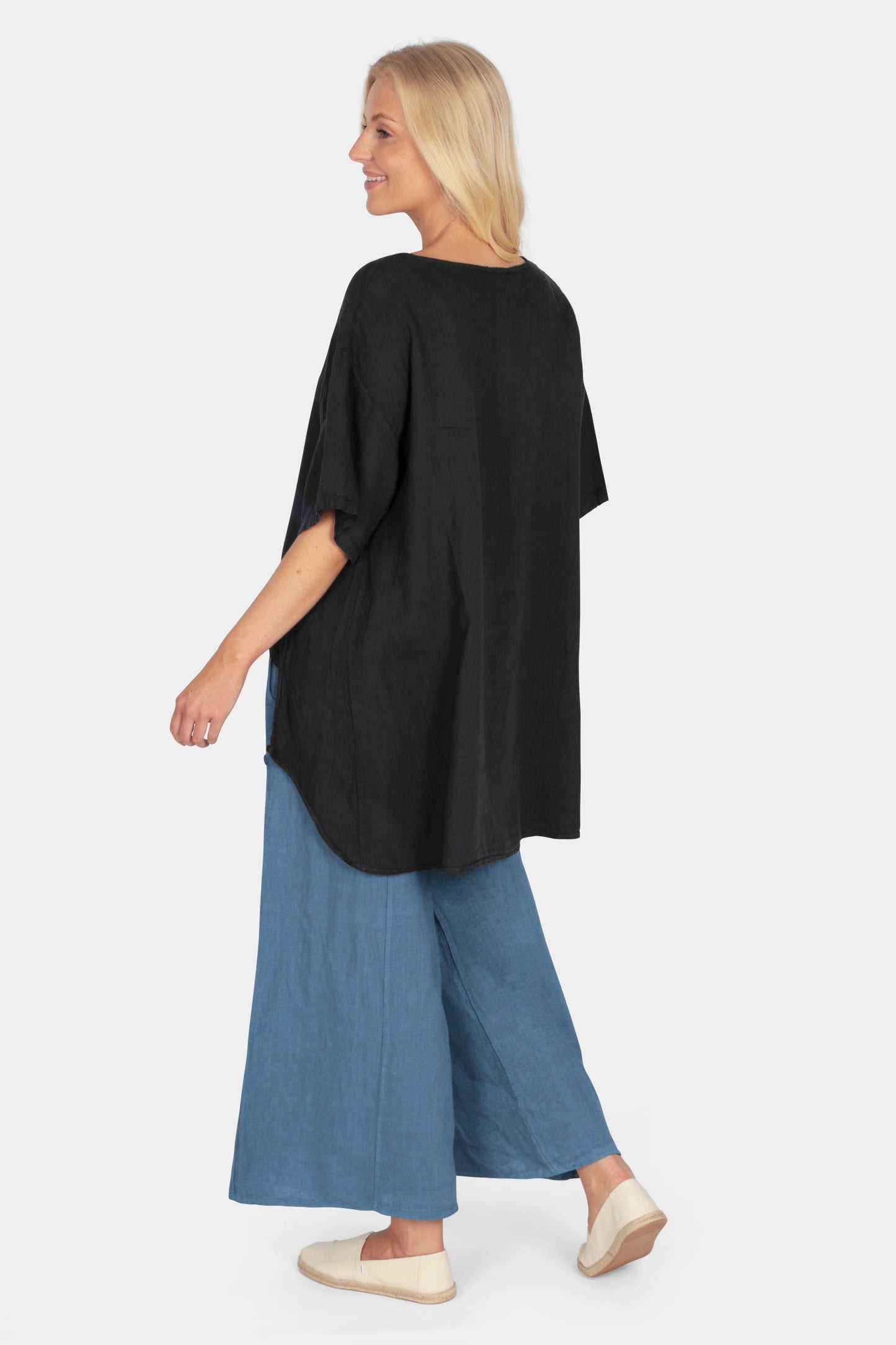 Drop Hem Linen Tunic Top