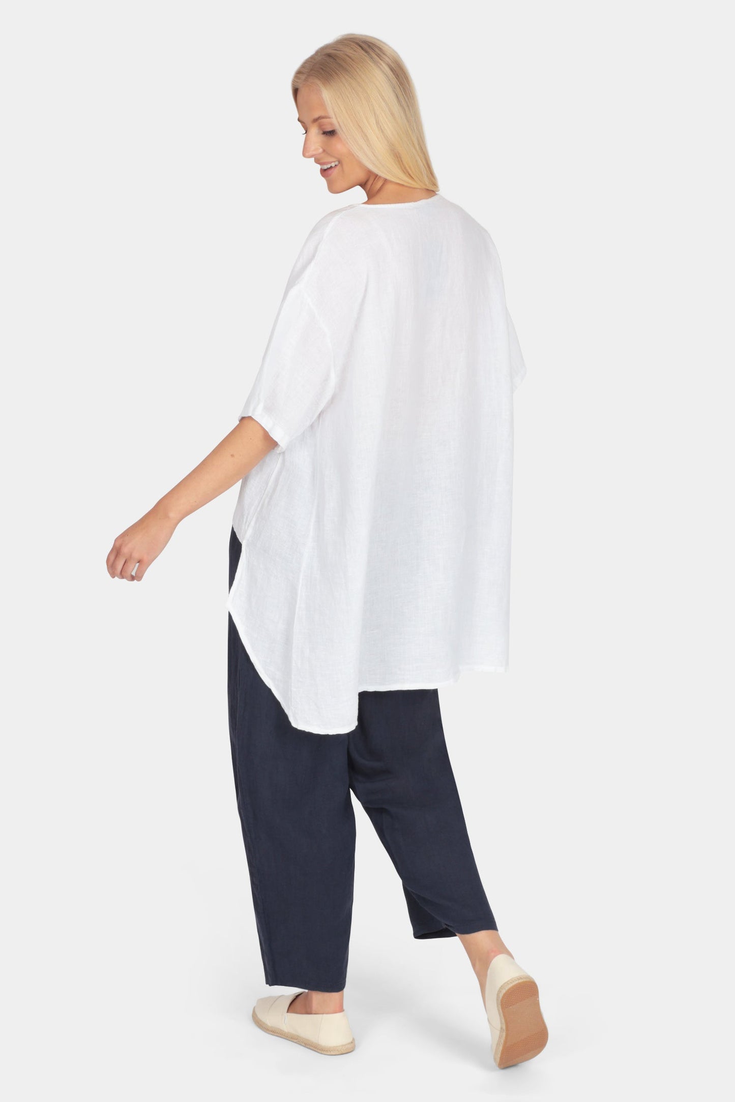 Drop Hem Linen Tunic Top