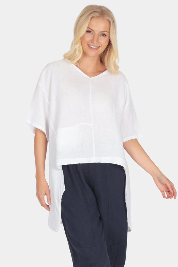 Drop Hem Linen Tunic Top