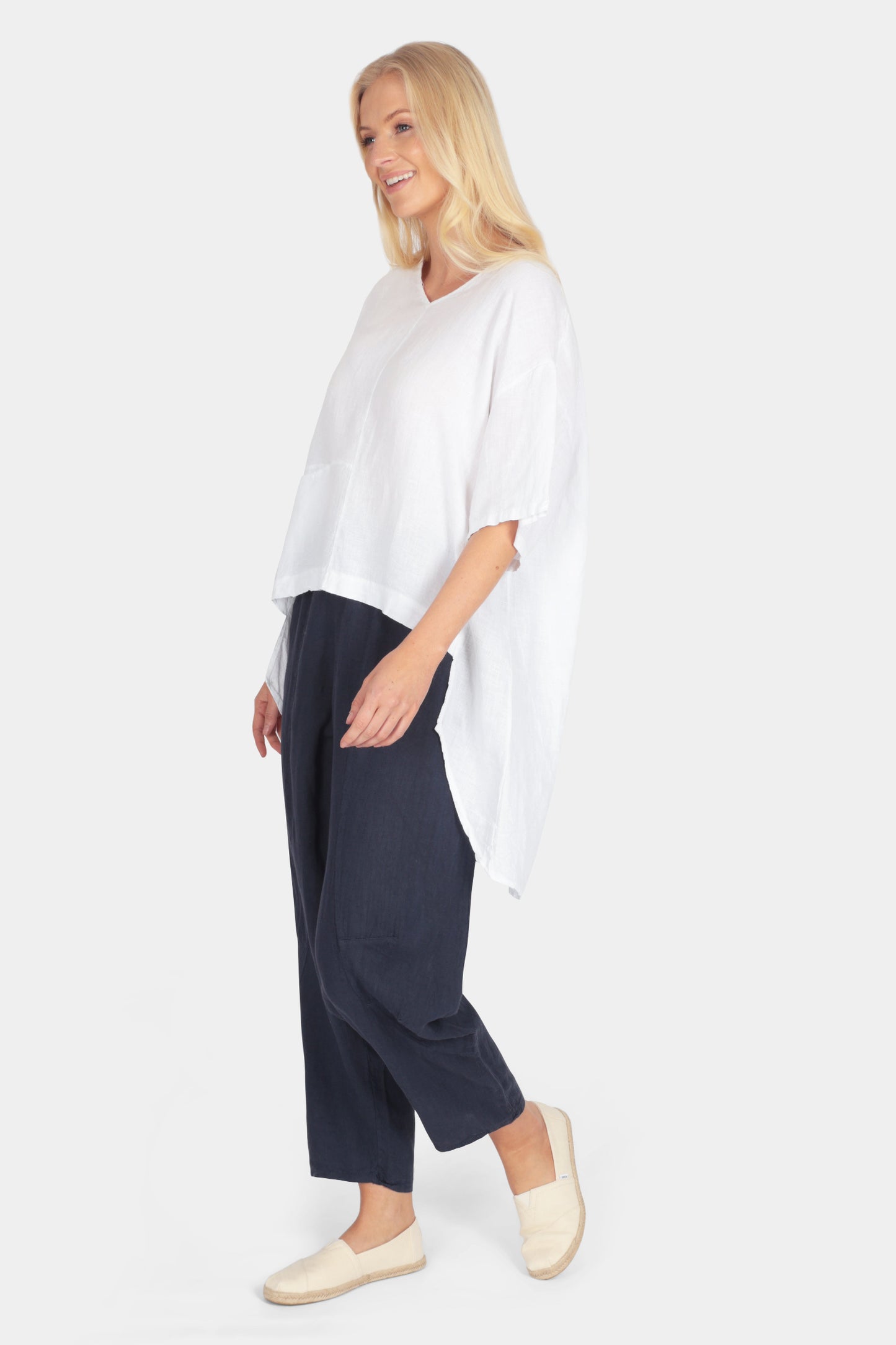 Drop Hem Linen Tunic Top