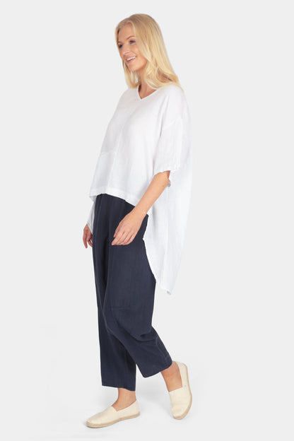 Drop Hem Linen Tunic Top