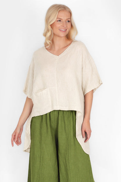 Drop Hem Linen Tunic Top