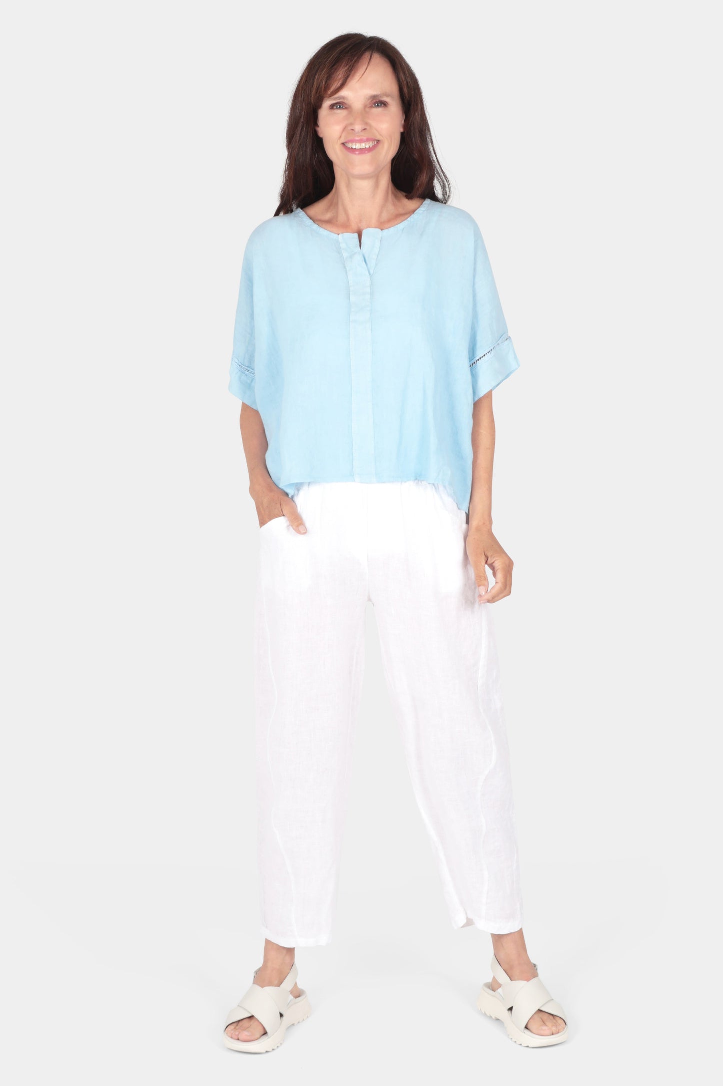 Ladder Trim Linen Top