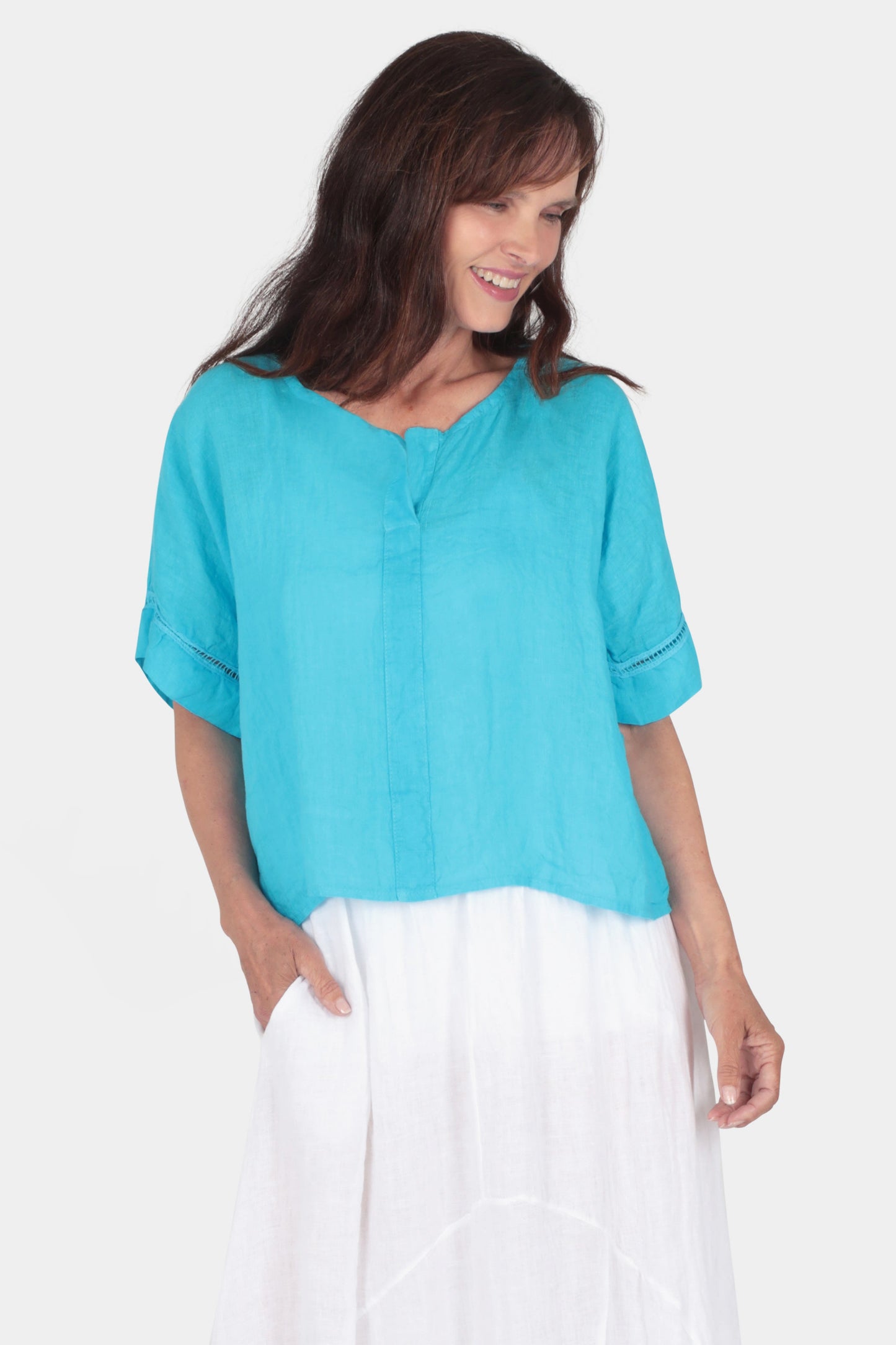 Ladder Trim Linen Top
