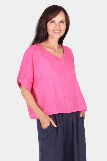 Ladder Trim Linen Top