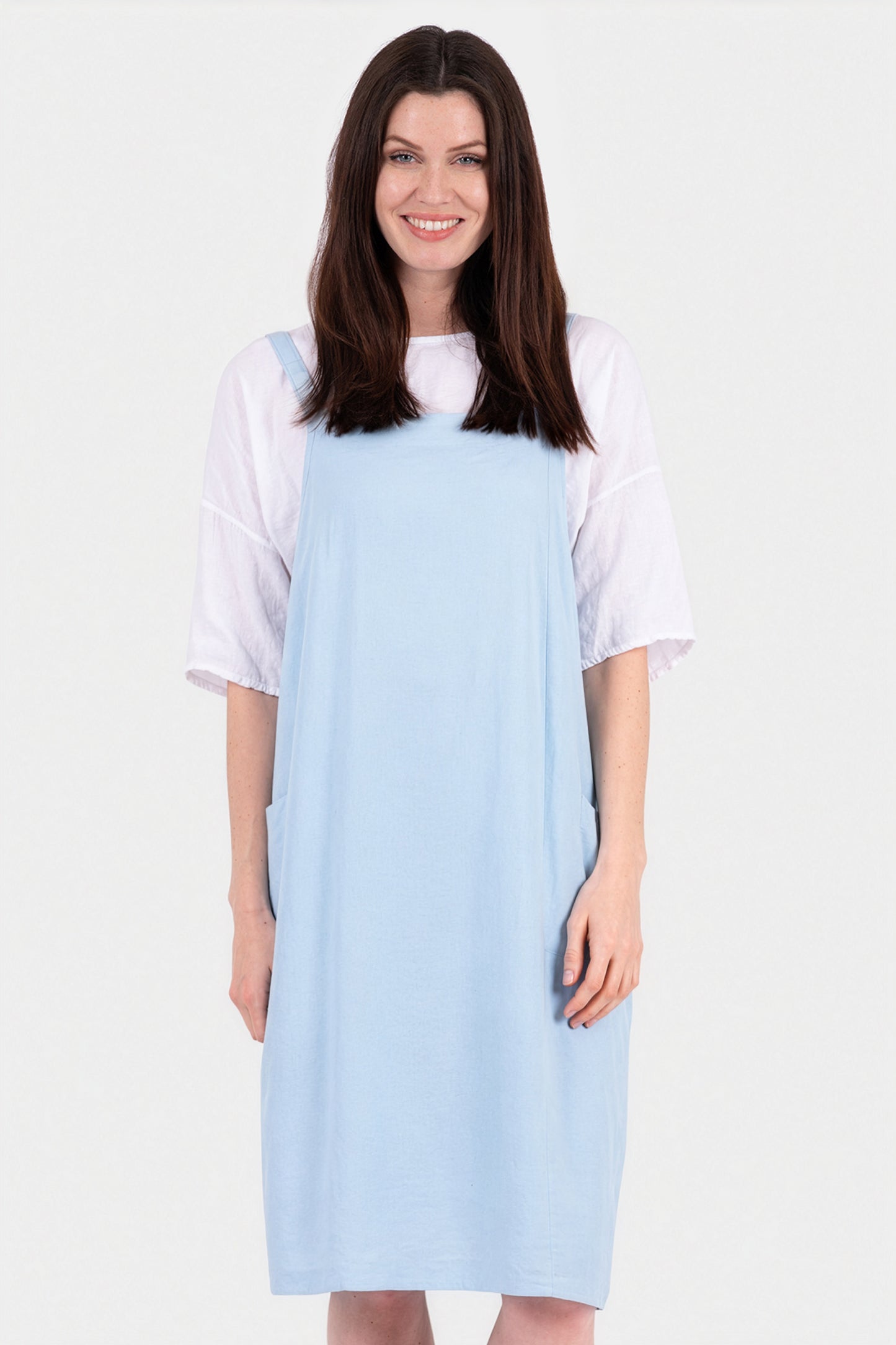 Pinafore Linen Midi Dress