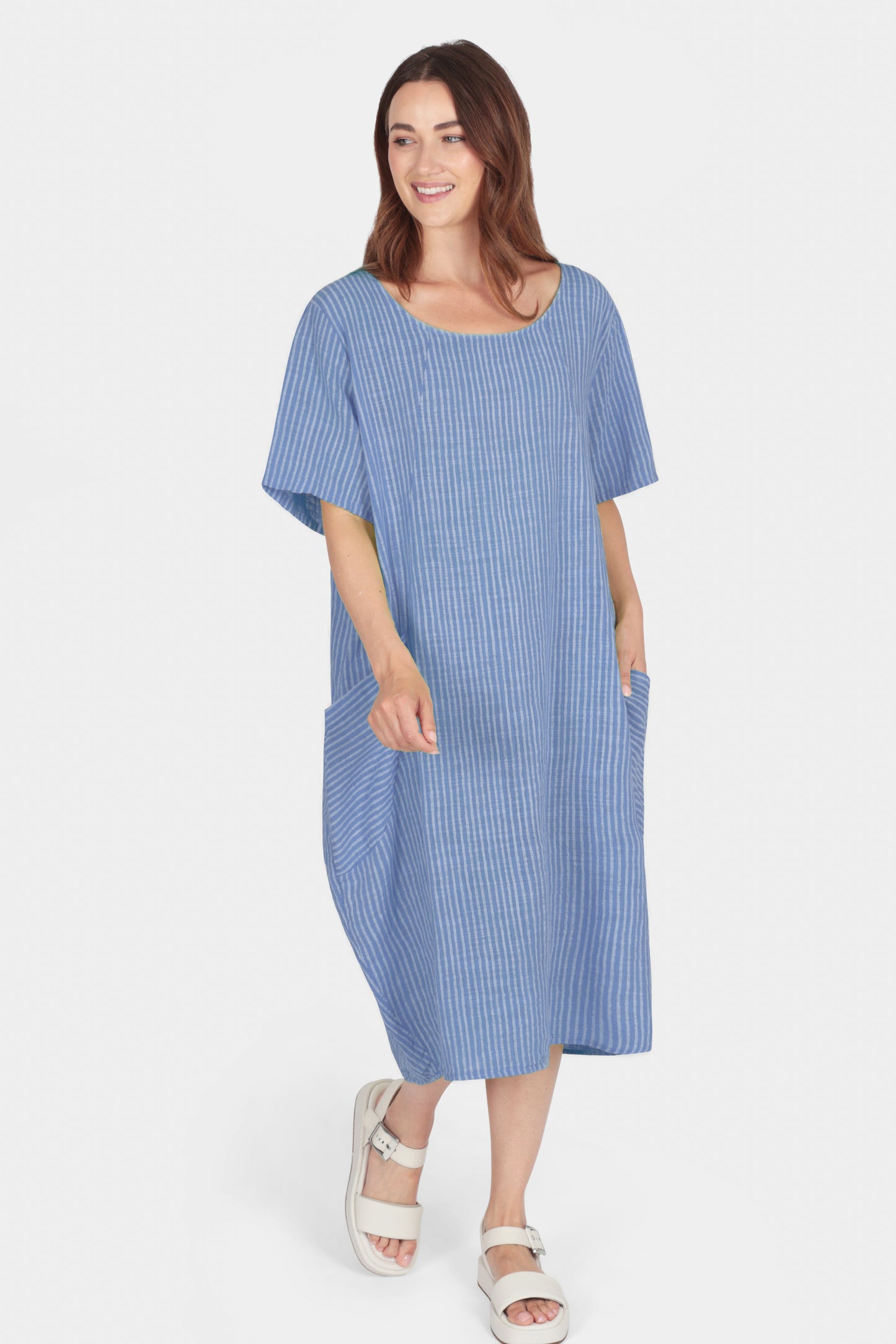 Allegra Cotton Stripe Midi Dress
