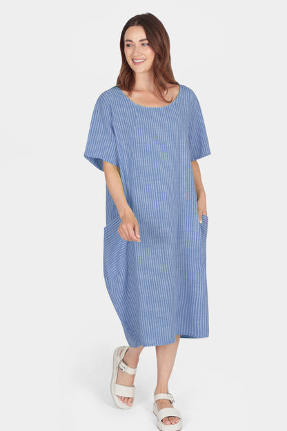Allegra Cotton Stripe Midi Dress