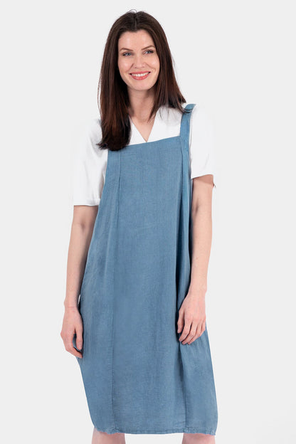 Pinafore Linen Midi Dress