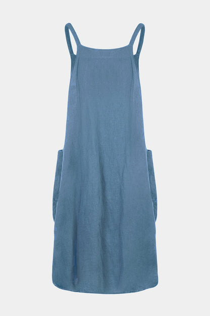 Pinafore Linen Midi Dress