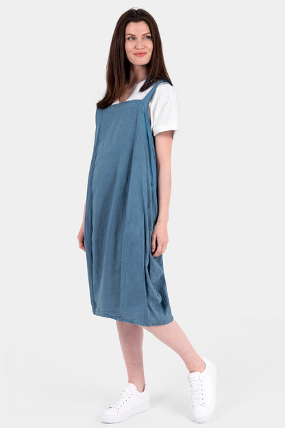 Pinafore Linen Midi Dress