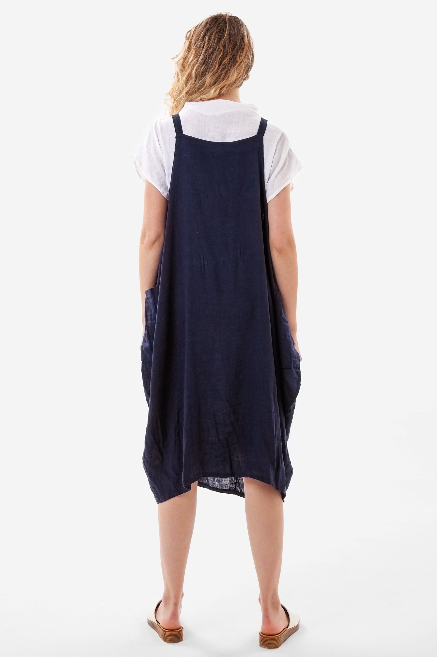 Pinafore Linen Midi Dress