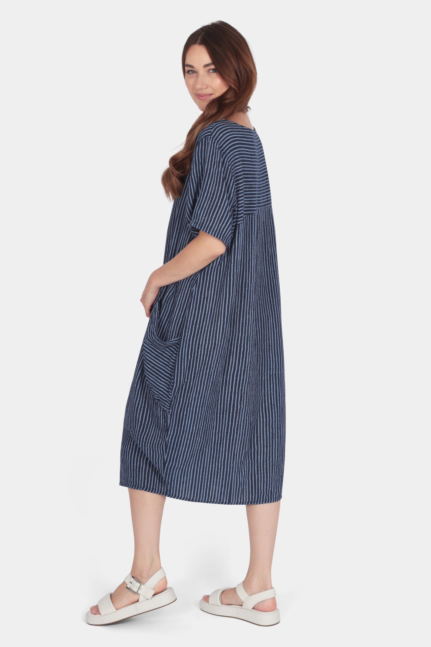 Allegra Cotton Stripe Midi Dress
