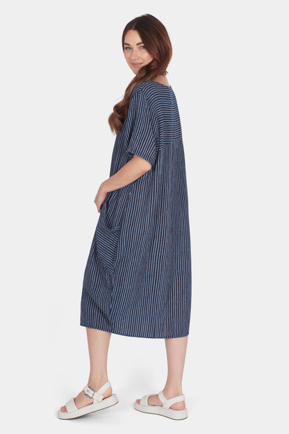 Allegra Cotton Stripe Midi Dress