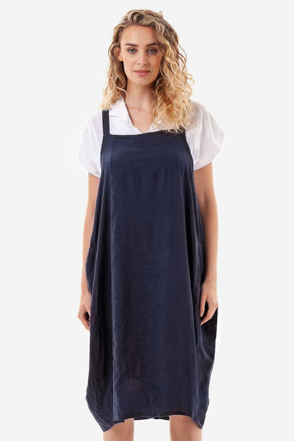 Pinafore Linen Midi Dress