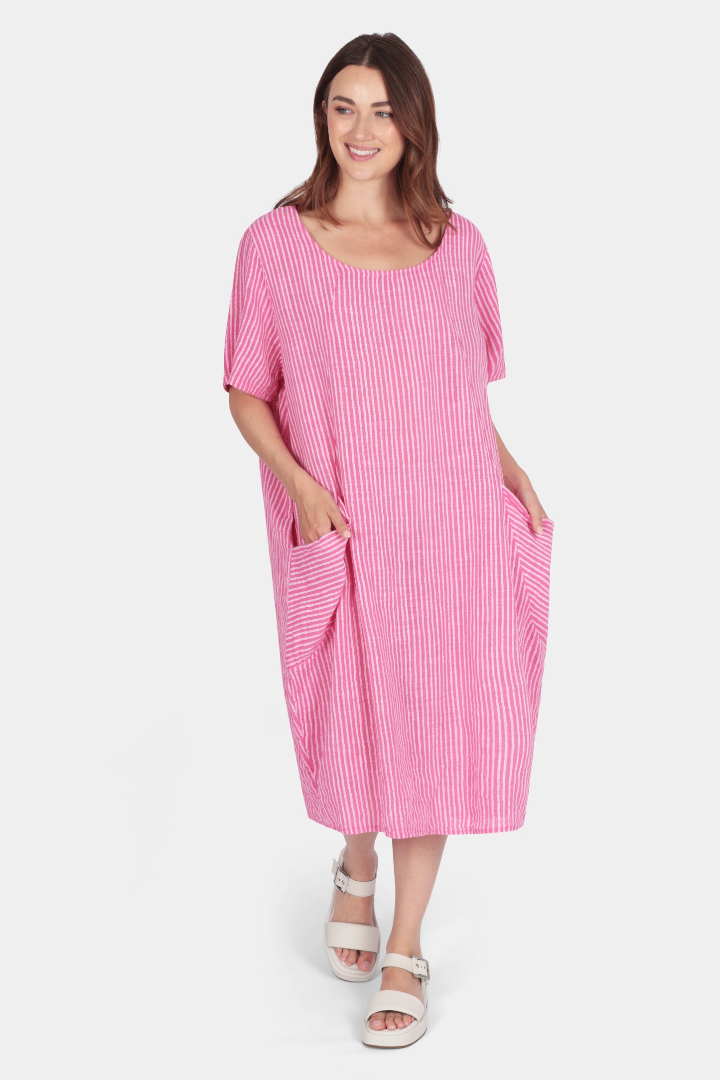 Allegra Cotton Stripe Midi Dress