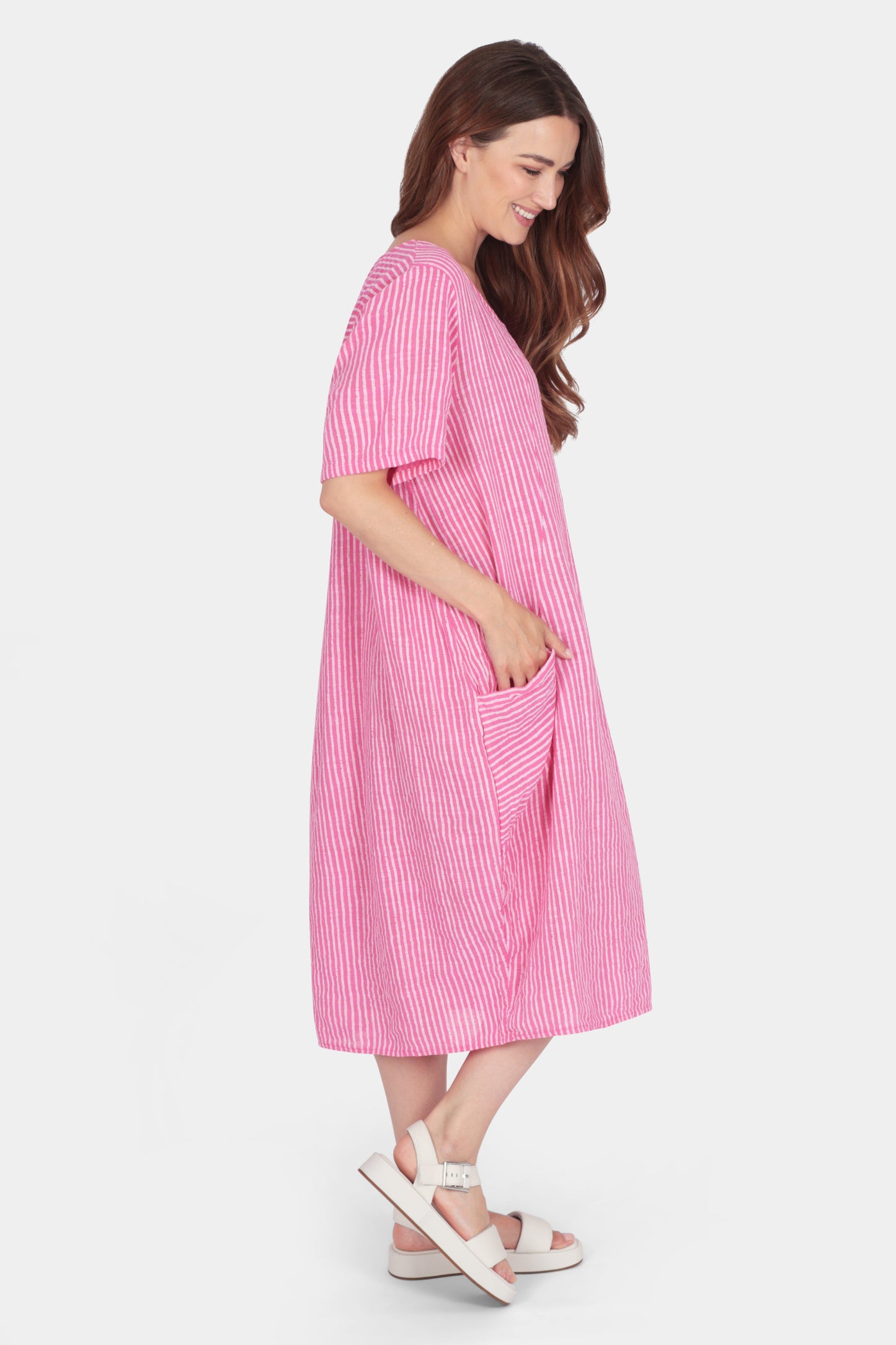Allegra Cotton Stripe Midi Dress
