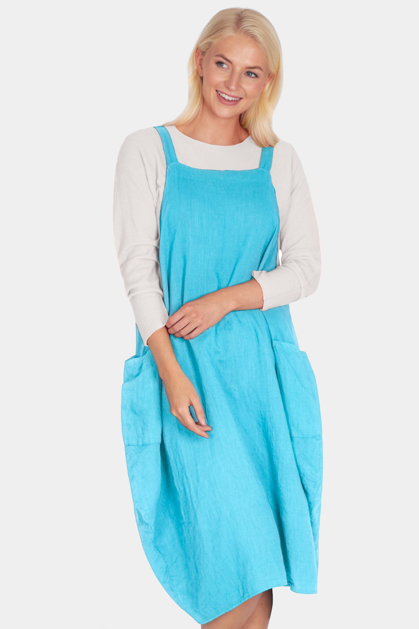 Pinafore Linen Midi Dress