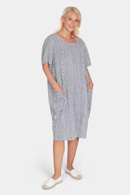 Allegra Cotton Stripe Midi Dress