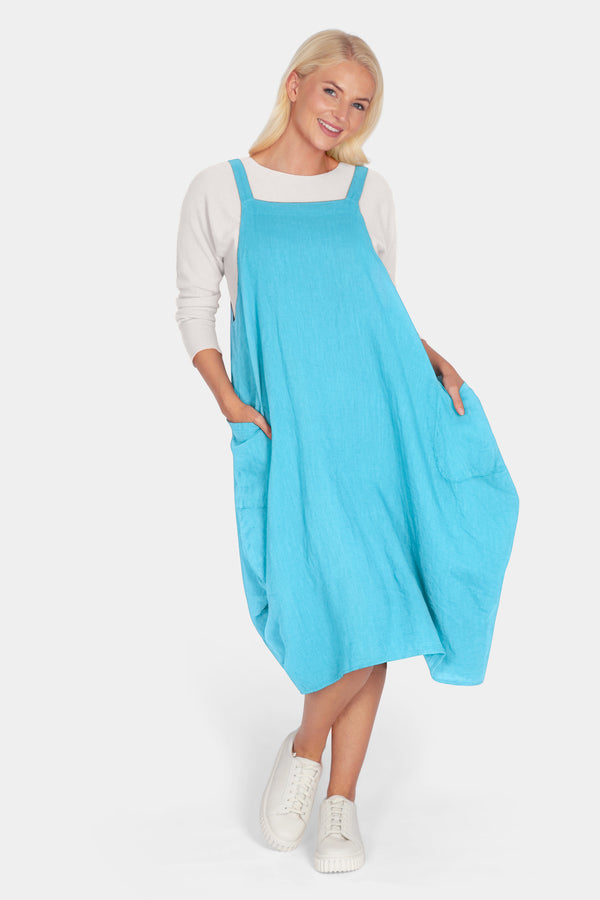 Pinafore Linen Midi Dress