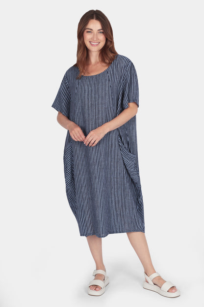 Allegra Cotton Stripe Midi Dress