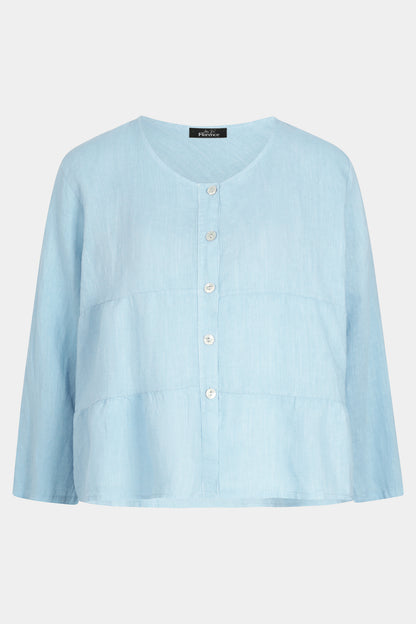 Tiered Linen Round Neck Jacket