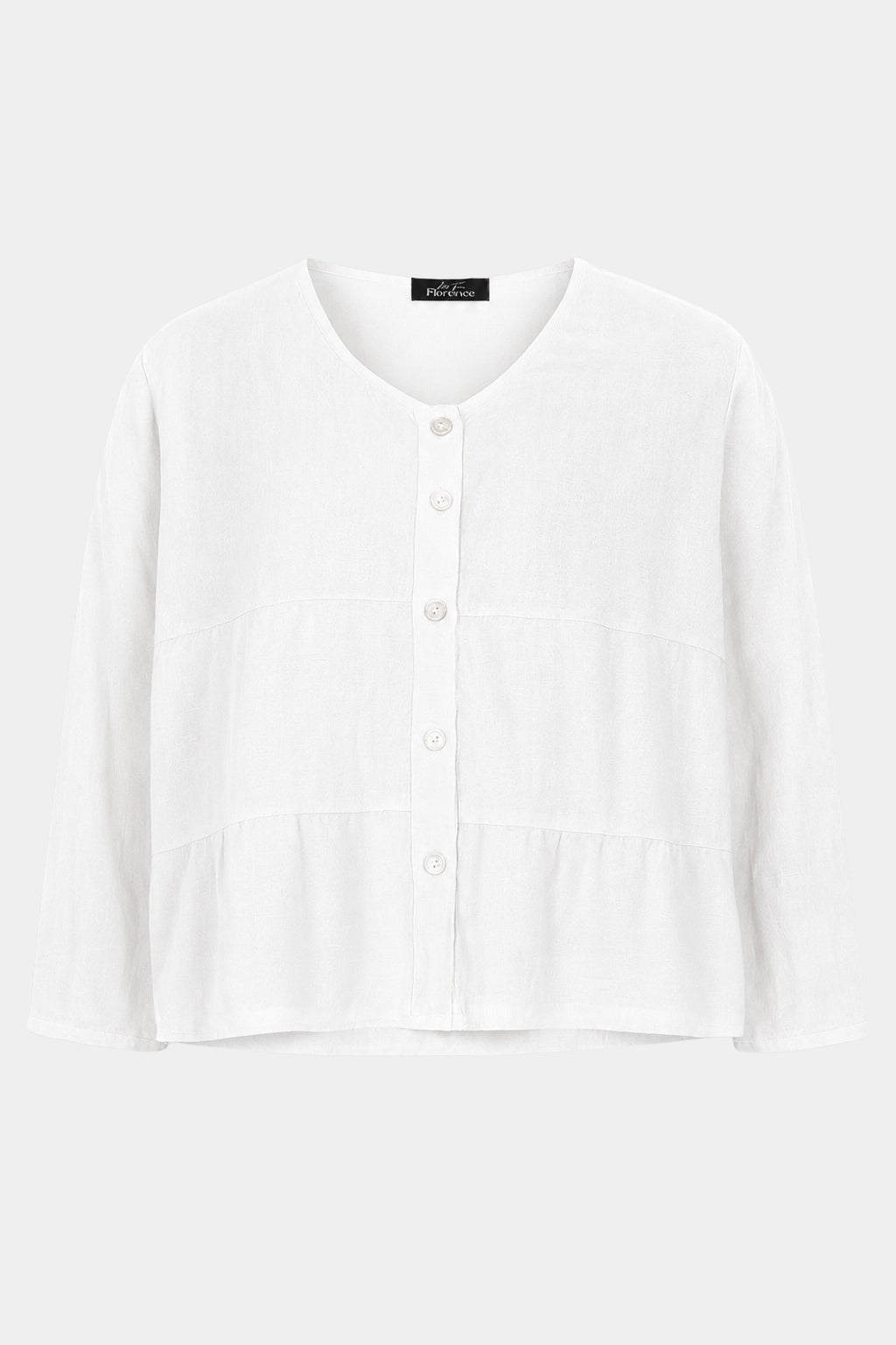 Tiered Linen Round Neck Jacket