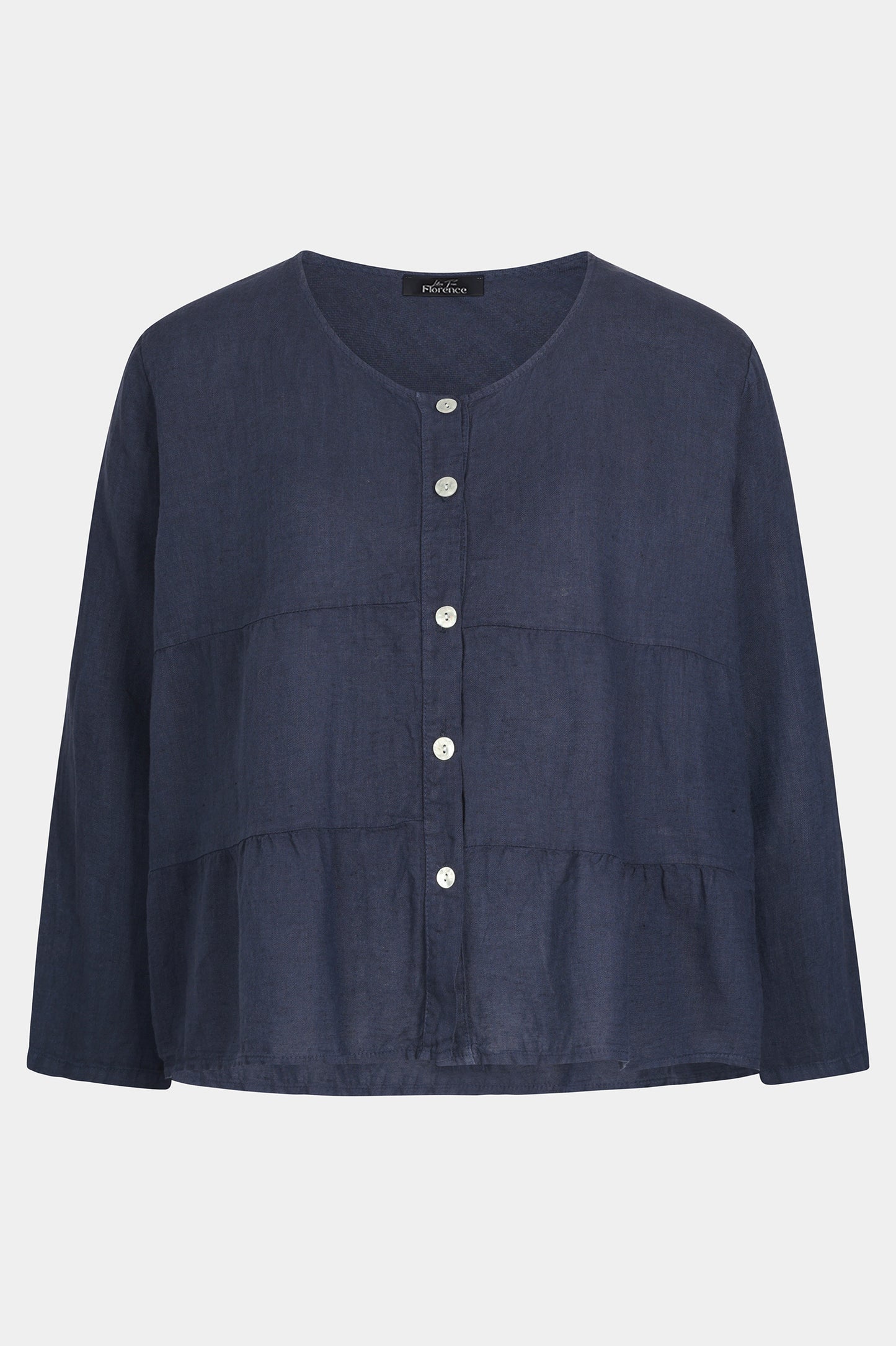 Tiered Linen Round Neck Jacket