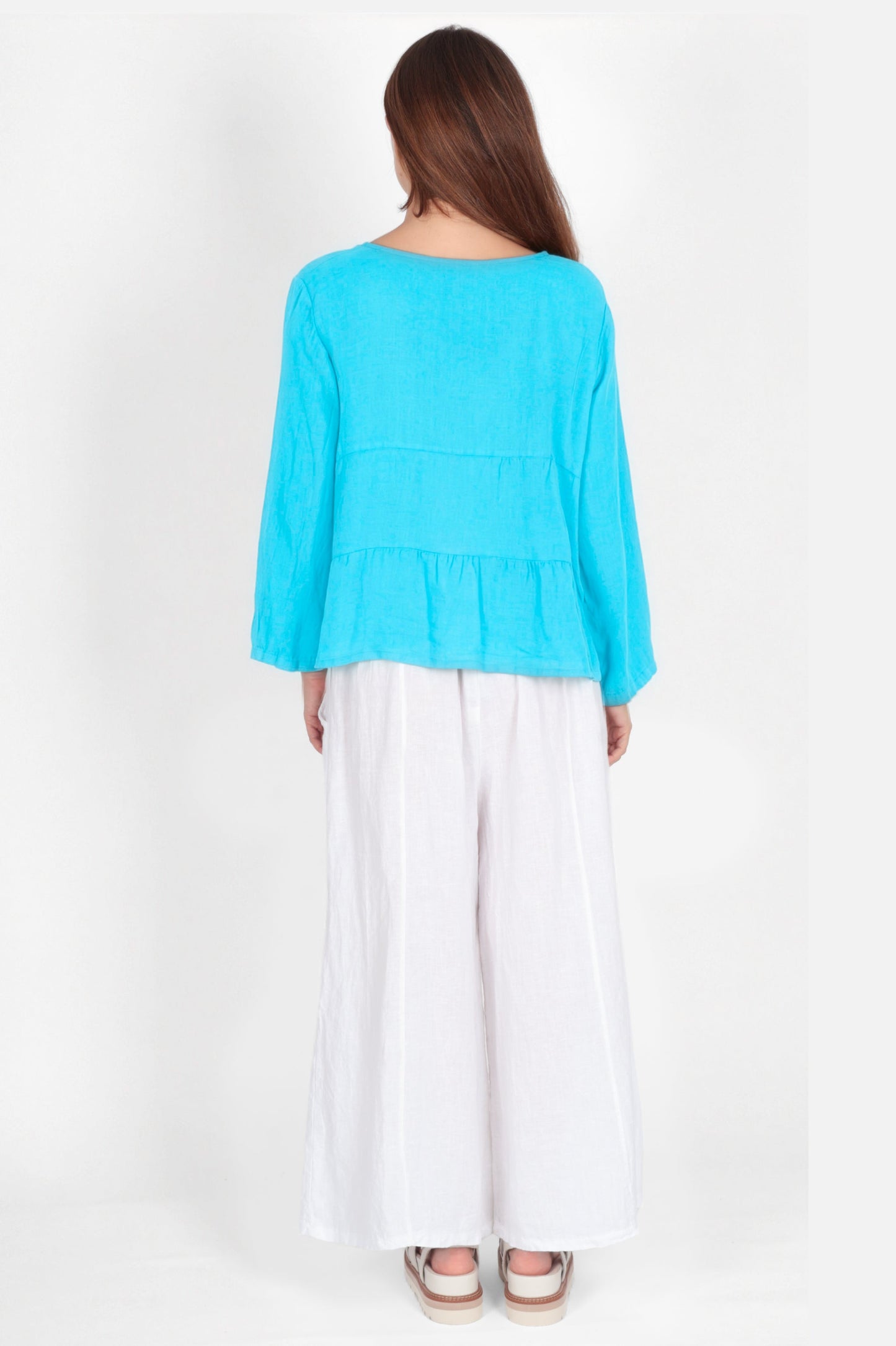 Tiered Linen Round Neck Jacket