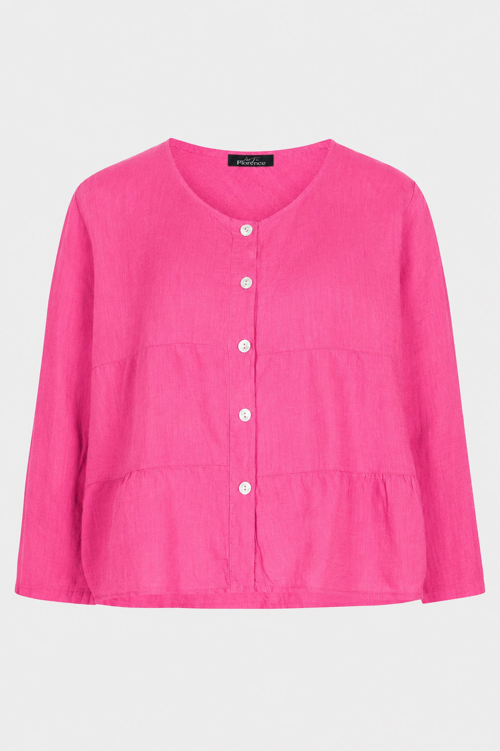 Tiered Linen Round Neck Jacket