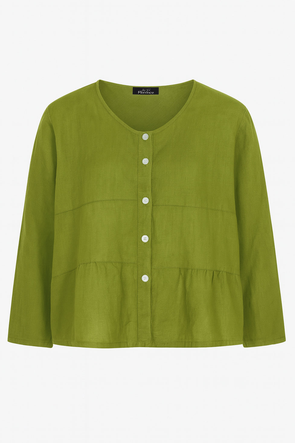 Tiered Linen Round Neck Jacket