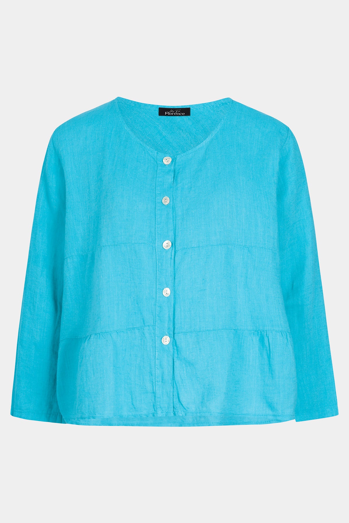 Tiered Linen Round Neck Jacket