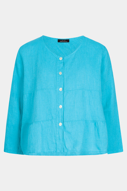 Tiered Linen Round Neck Jacket