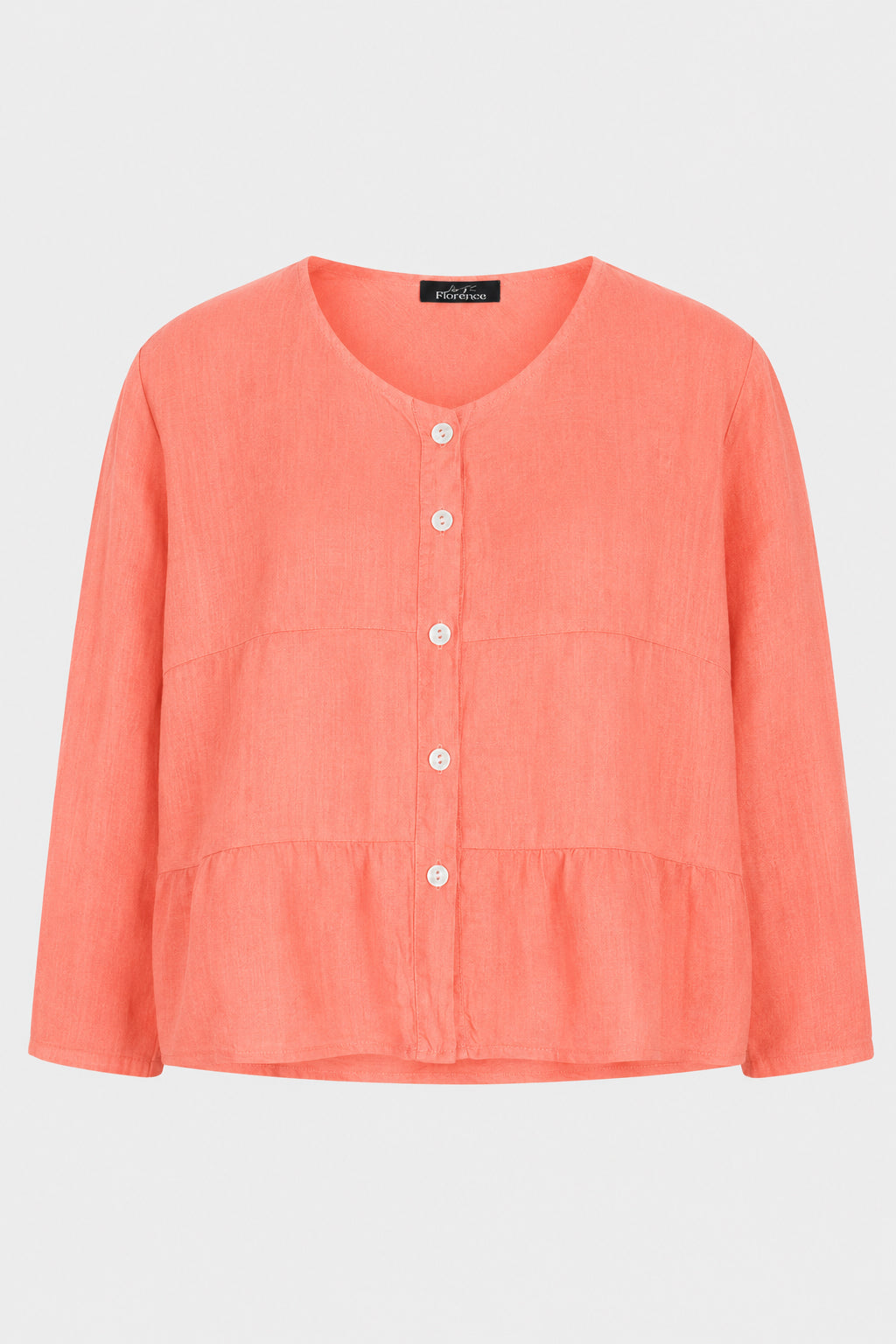 Tiered Linen Round Neck Jacket