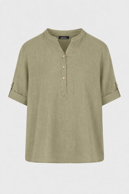 Cotton Henley Neck Blouse