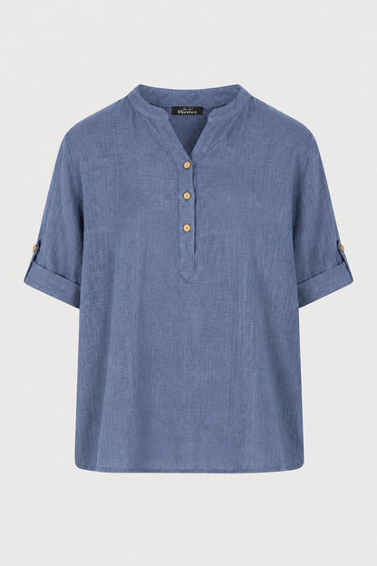 Cotton Henley Neck Blouse