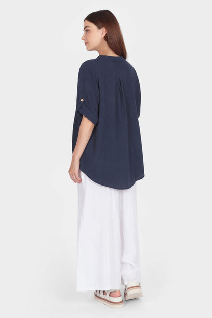Cotton Henley Neck Blouse